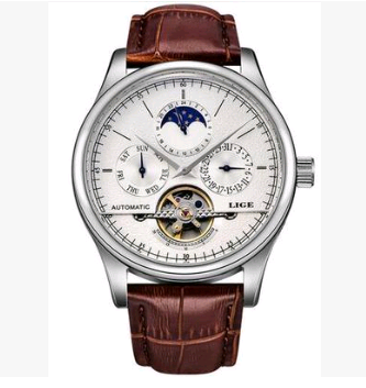 Men's automatic mechanical watch men's watch leather belt waterproof multi-function sports watch tourbillon watch - Image 4