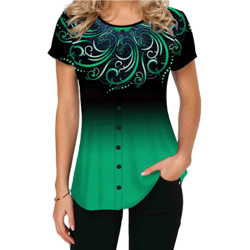 Short-sleeved gradient casual T-shirt - Image 7