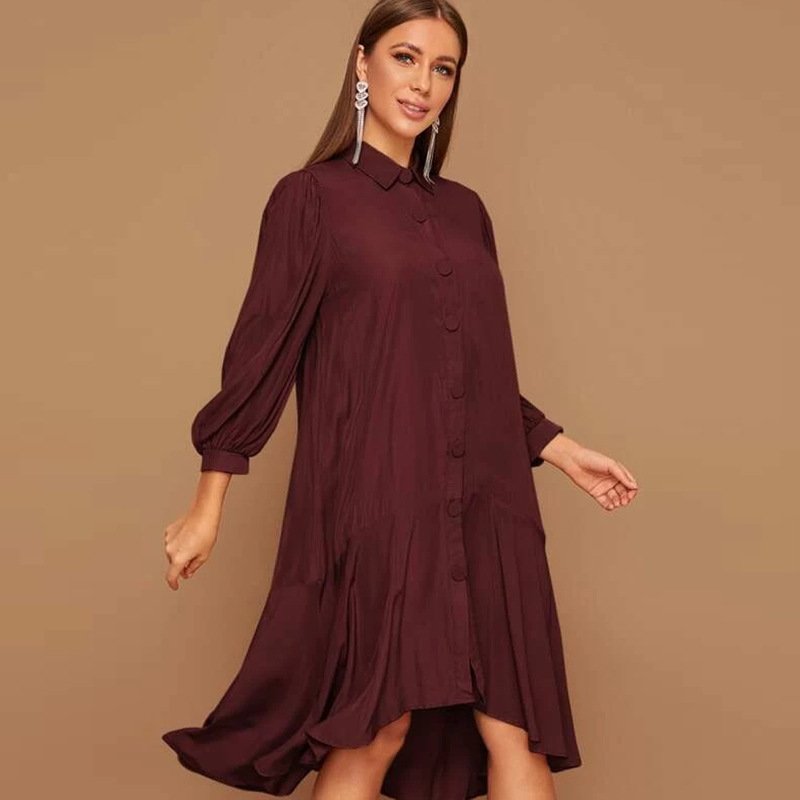 Single-Breasted Goddess Over-Knee Loose Slimming Long Skirt - Image 3