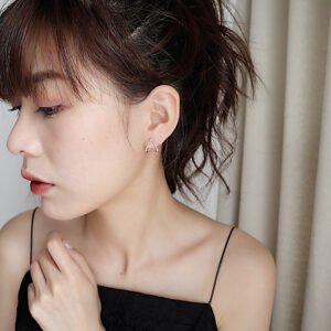 Hollow Out Triangle Zircon Earrings Female Love Earrings