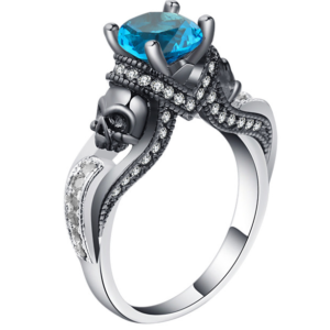 Hainon Women's Skull Ring European and American Punk style Motor Biker Men Party Ring Birthday stone skull men's jewelry Rings