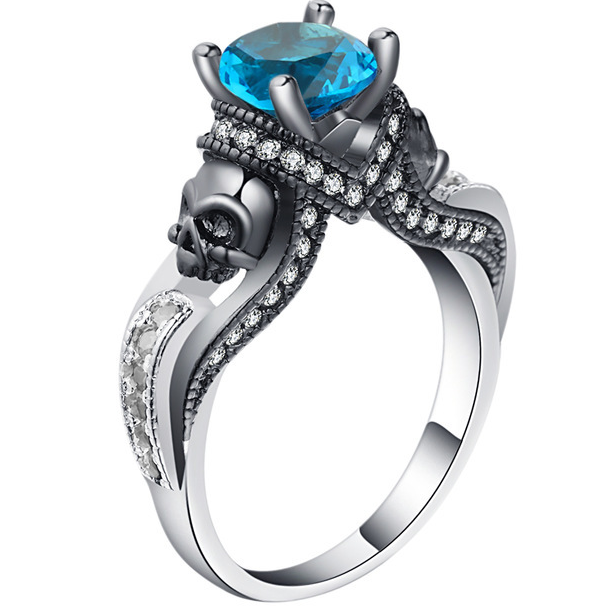 Hainon Women's Skull Ring European and American Punk style Motor Biker Men Party Ring Birthday stone skull men's jewelry Rings