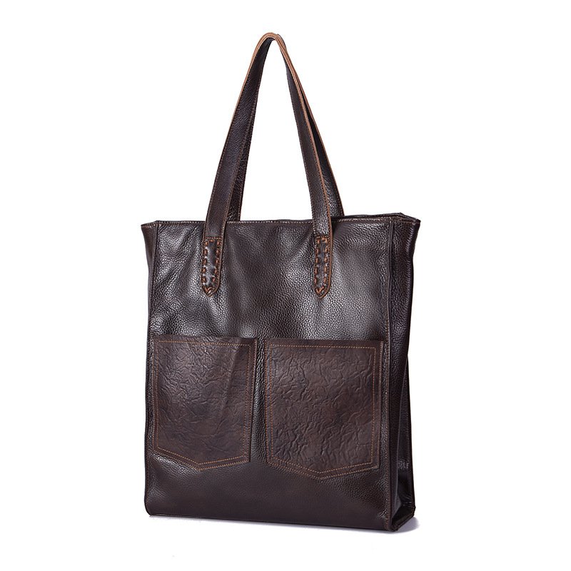 Cowhide fashion lychee handbag shoulder bag - Image 4