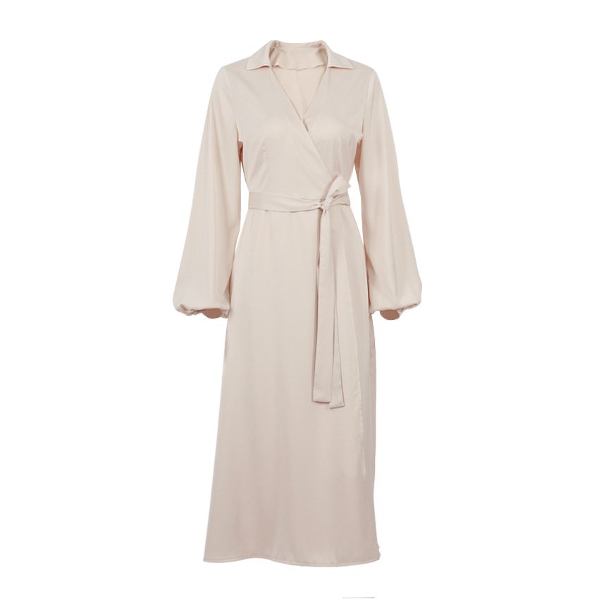 Retro Style One Piece Of Light Ripe V-neck Dress - Image 2
