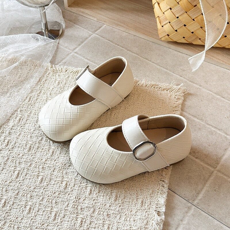 Korean Version Girls' Leather Shoes, Baby Woven Soft Sole Single Shoes, Little Girls' Princess Shoes, Mary Jane Shoes - Image 3