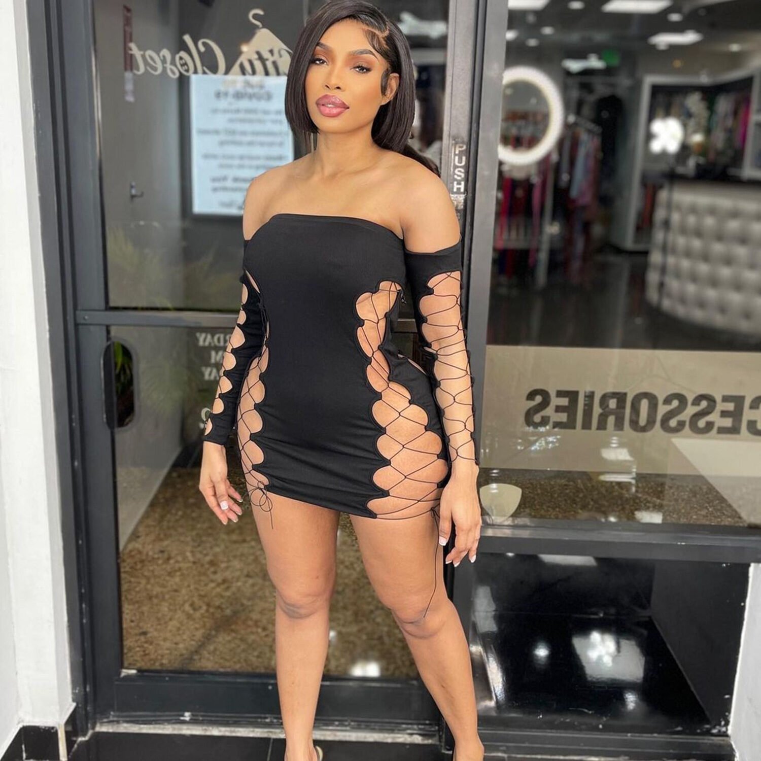 Women's Cutout Tie One Shoulder Wrap Dress - Image 2