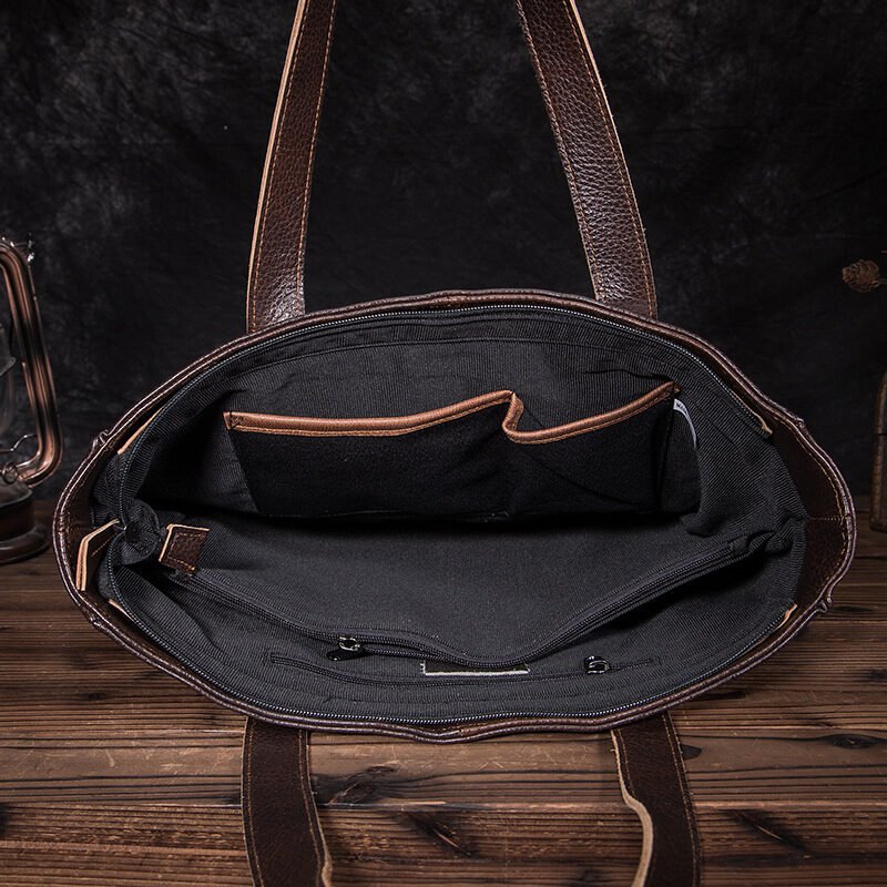Cowhide fashion lychee handbag shoulder bag - Image 3