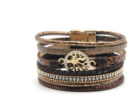 Explosion models Europe and America leather rope bracelets Hollow life tree ladies magnetic buckle jewelry - Image 4