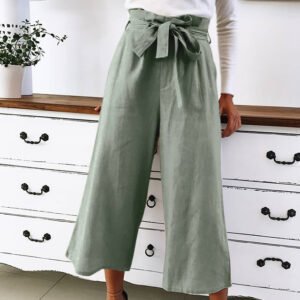 Casual wide-leg pants solid color lace wild