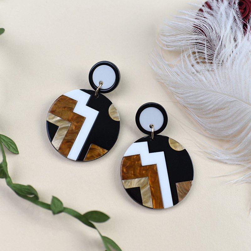 Geometric shape color earrings - Image 4