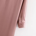 Mid-Length Solid Color Stand-Up Collar Temperament Dress