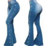 High waist stretch flared pants