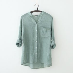 A large number of spot sunscreen clothing Japanese smallloose cotton seven female linen shirt collar shirt sleeve