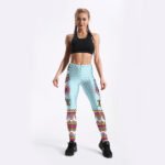 Star Mandala Turquoise Yoga Workout Leggings