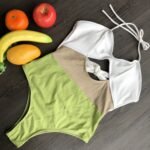 Sexy swimsuit with stitching one-piece bikini