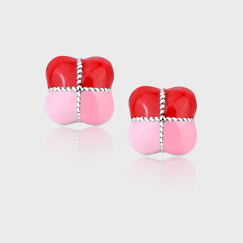 925 Sterling Silver Unique Design Gift Box Color Gradual Red Earrings - Image 3