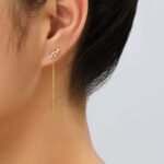 Korean Fashion Earrings Simple Long-style Tassel Copper Micro-inlay Zircon Earrings