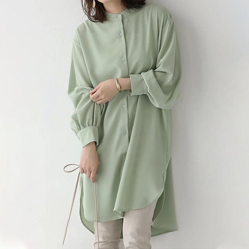 Women's Long-sleeved Shirt Loose Mid-length - Image 3
