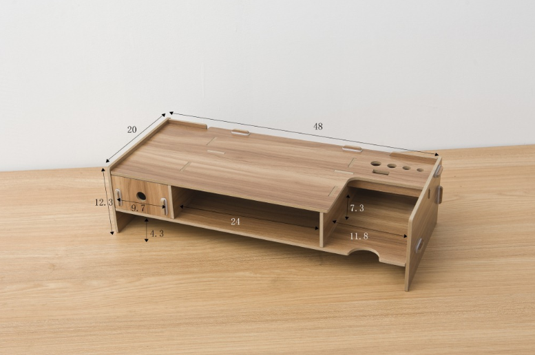 LCD monitor increased rack with drawer computer base bracket wooden storage desktop computer rack - Image 2
