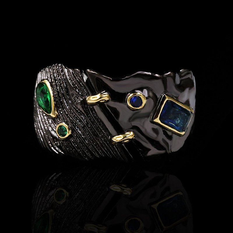 Black Colored Stone Ethnic Retro Style Diy Earrings - Image 5