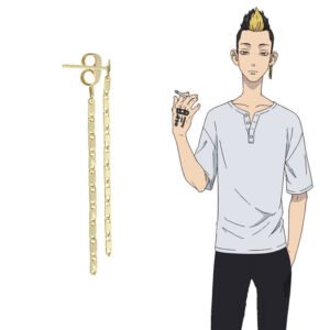 Cosplay Anime Tokyo Revengers Hanma Shuji Long Gold Chain Tassel Pendant Earrings