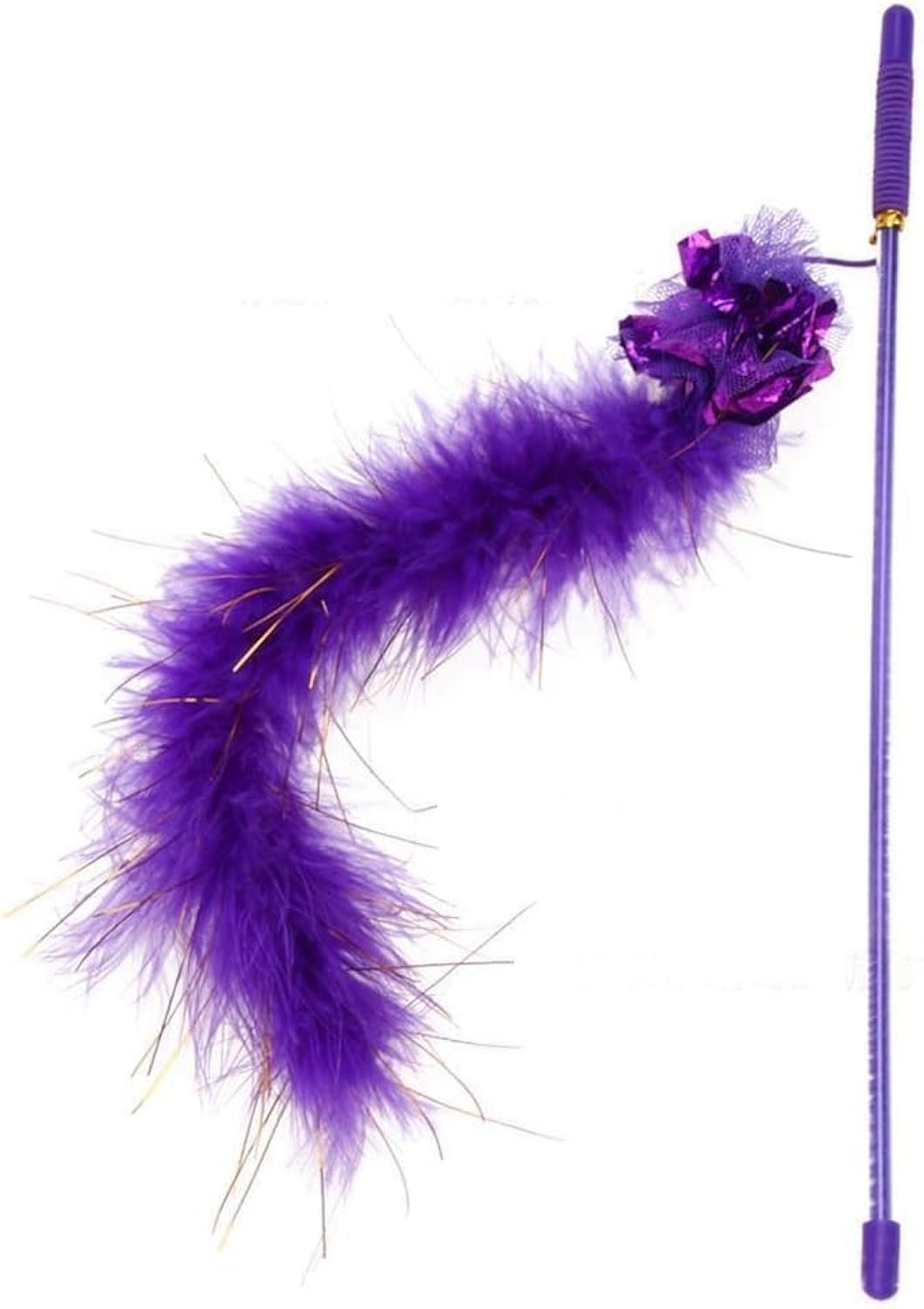 Purple Cat Teasing Stick Toy Interactive Stick Sparkly Feather Boa With Crinkle Ball Tease Cat Rod Funny Cute Pet Supplies For Cat Training Indoor Cats Cat Toys Interactive For Indoor Cats - Image 6