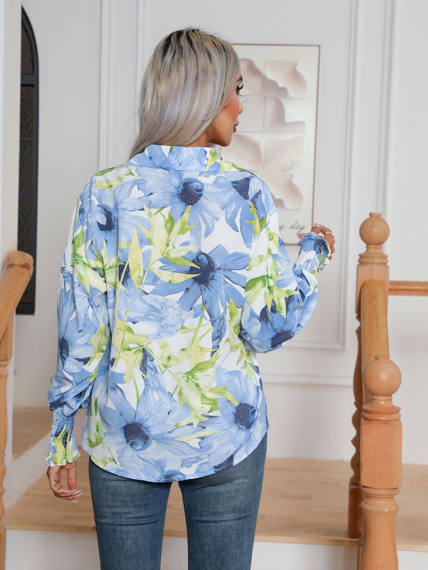 Fashion Printing Lantern Sleeve Shirt Women - Image 6