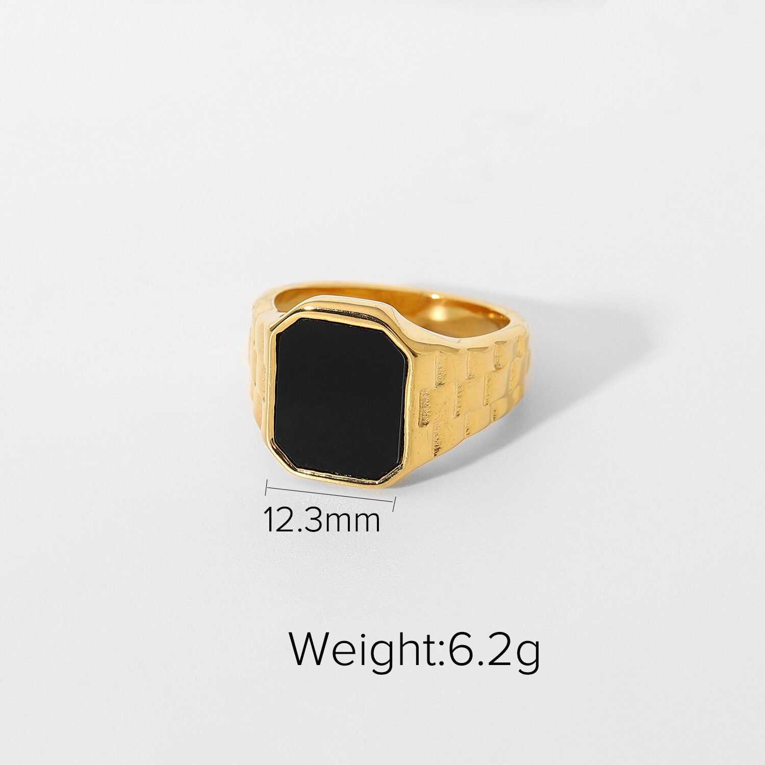 Fashion Stainless Steel Jewelry Lady Green Malachite White Shell Epoxy Rectangular Ring - Image 4