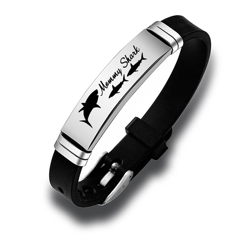 Cute Shark Mommy and Baby Stainless Steel Adjustable Silicone Bracelet Mothers Day Gift - Image 10