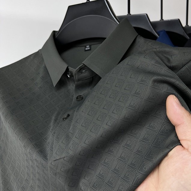 High-end Elegant Ice Silk Short Sleeve T-shirt Men - Image 7
