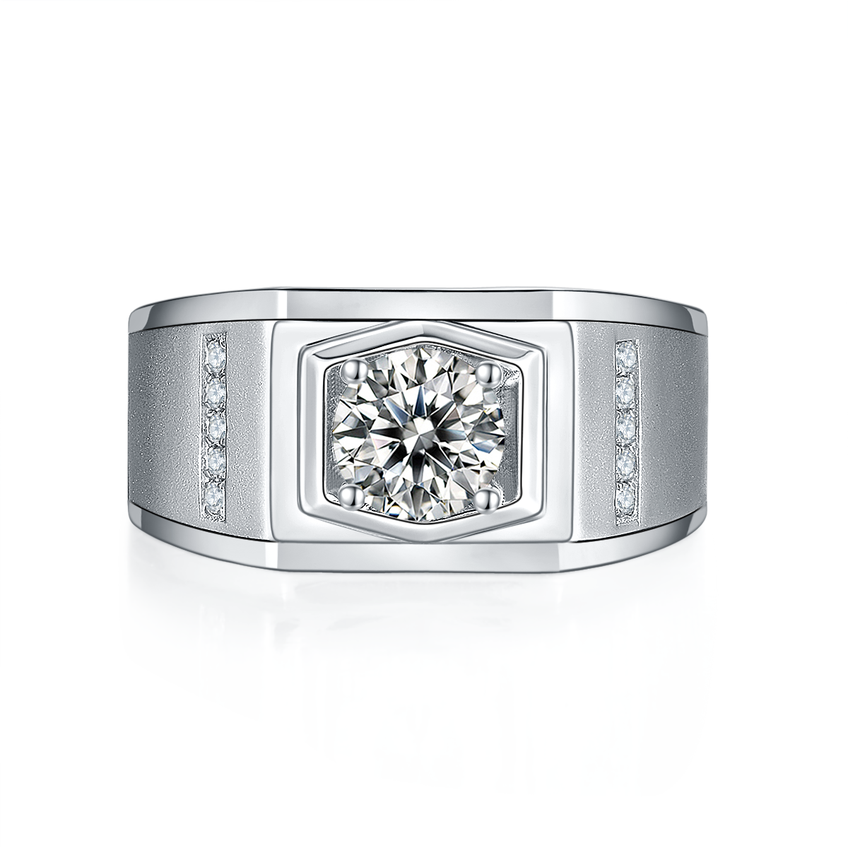 Men's 1-carat Luxury And Fashionable Light Luxury Jewelry Silver Ring Set With Top-quality Moissanite, S925 Silver-plated Platinum - Image 3