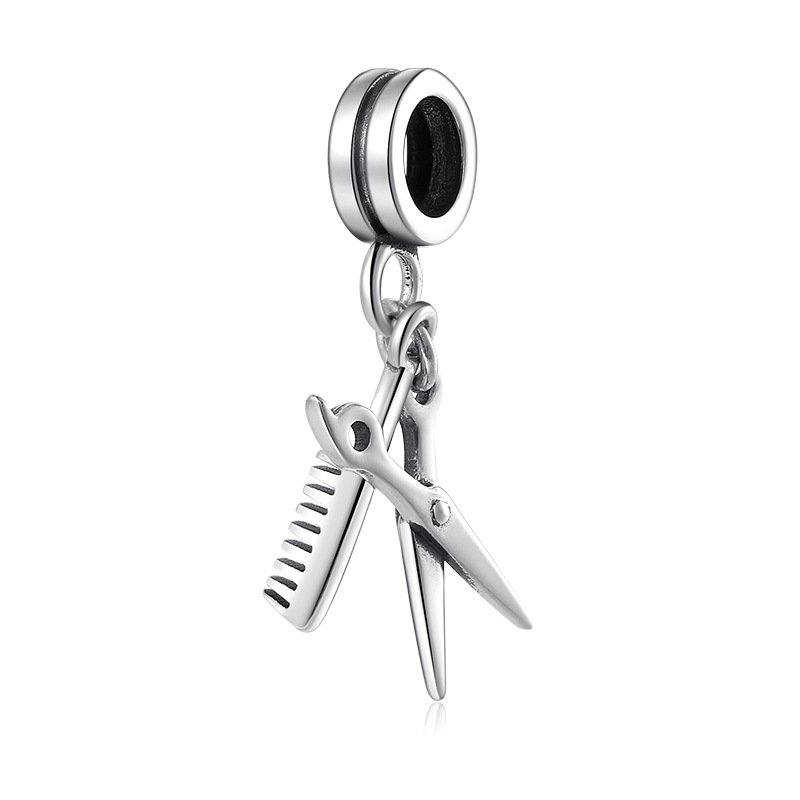 S925 Sterling Silver Pearl Pendant Hair Dryer Scissors Comb Bracelet Diy Accessories - Image 5
