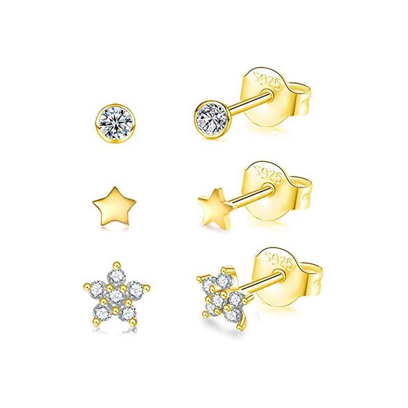 Fashion Pentagram Diamond Stud Earrings - Image 2