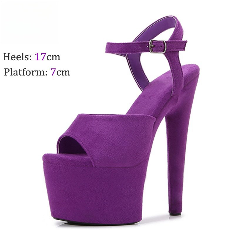 17cm Suede High Heel Sandals Model Catwalk - Image 8
