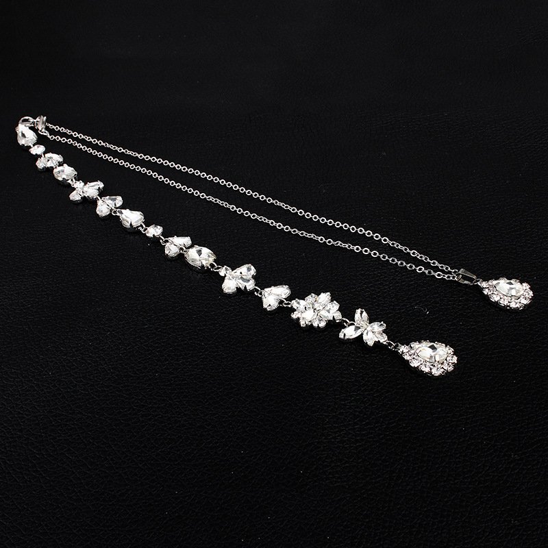 Simple diamond long back chain necklace