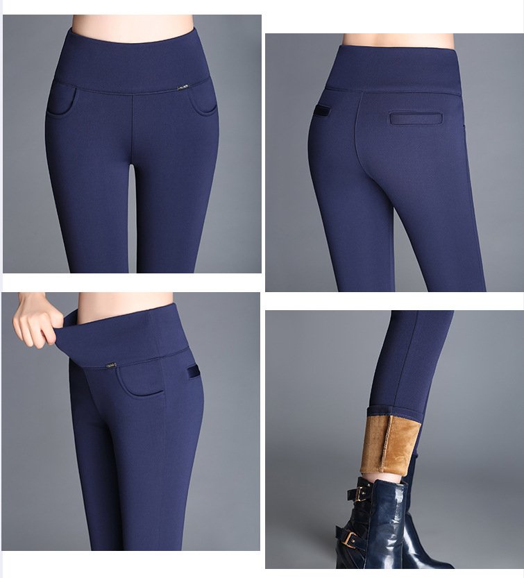 High waist and velvet padded leggings - Image 3