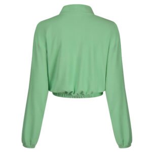 Stand-up collar zipper top contrast color stitching trousers two-piece suit
