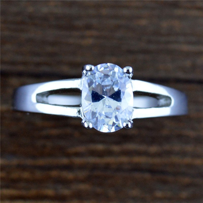 Imitation Platinum Real Female Titanium Steel Diamond Ring - Image 4