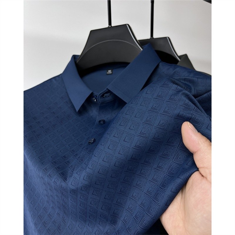 High-end Elegant Ice Silk Short Sleeve T-shirt Men - Image 6