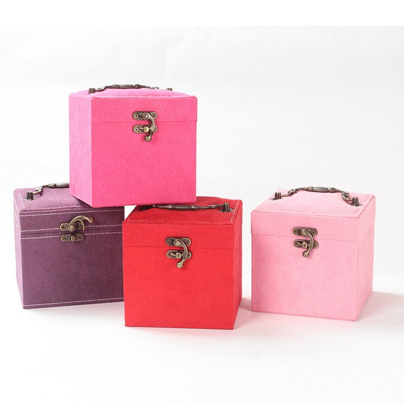 Flip Cover Three-layer Jewelry Box Flannel Solid Color - Image 4
