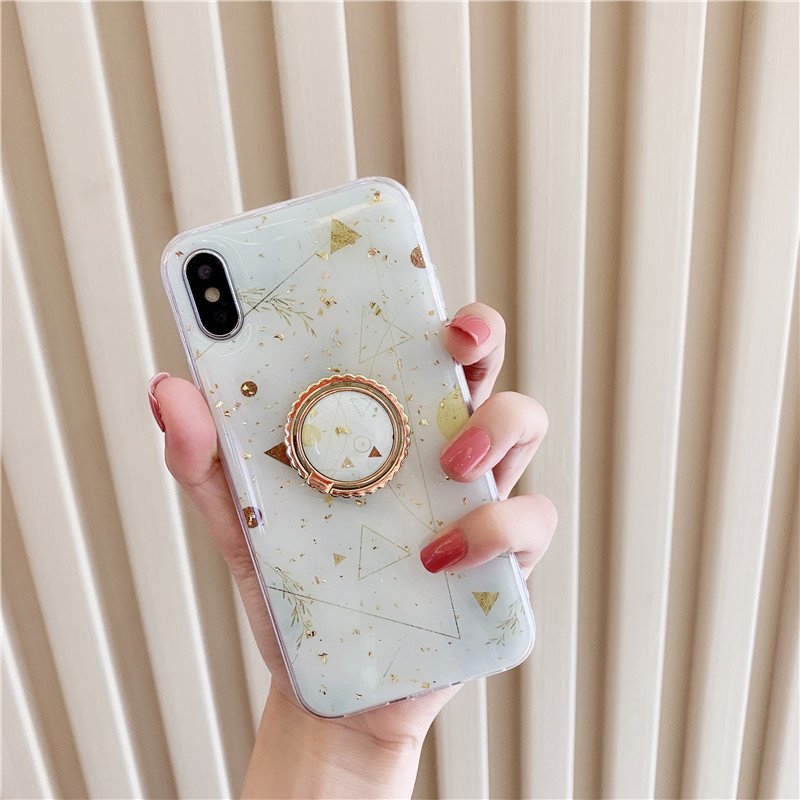 Geometric triangle of gold foil drop glue mobile phone case ring