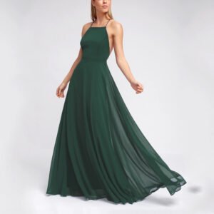 Chiffon big swing sexy backless suspender skirt long dress