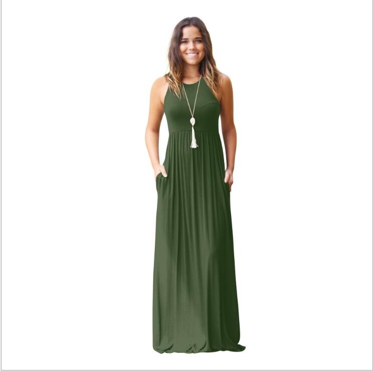 Casual Vest Pocket Dress Spring And Summer Short Sleeve Pocket Dress - Image 5