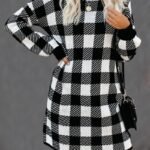 Amazon Retro Houndstooth Long Sleeve Dress