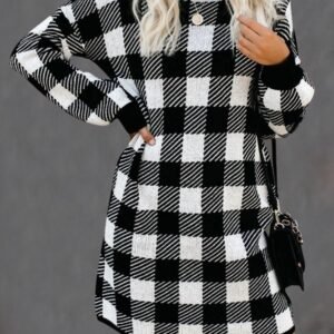 Amazon Retro Houndstooth Long Sleeve Dress