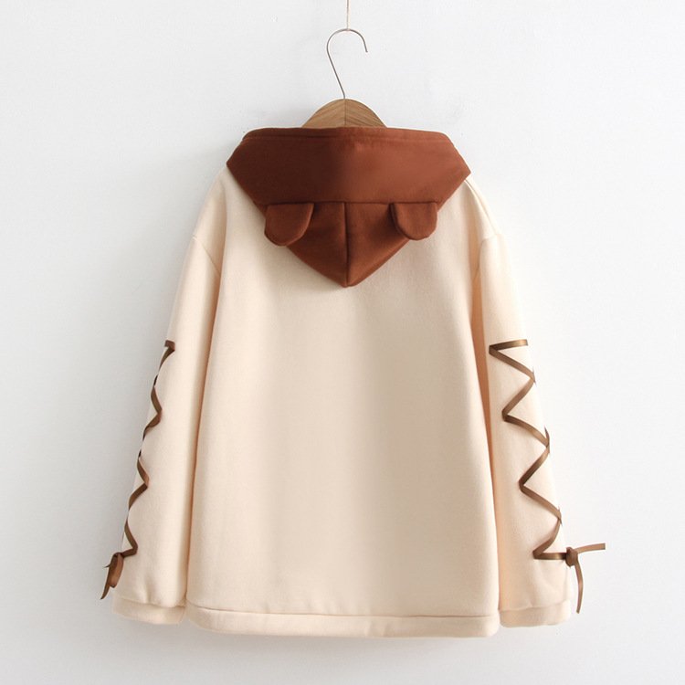Cute bear long sleeve hooded sweater - Image 2