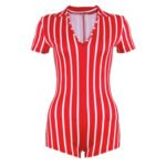 Striped short sleeve yoga jumpsuit