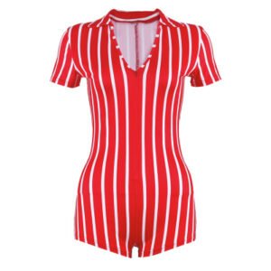 Striped short sleeve yoga jumpsuit