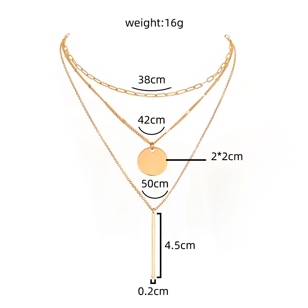 Personality Round Sequin y-shaped multi-layer Necklace - Image 3