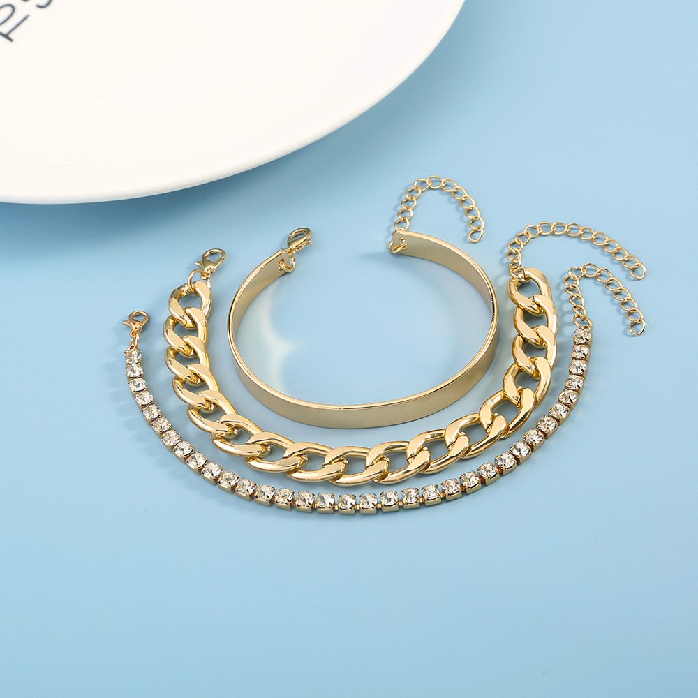 Retro Full Diamond Cross Chain Bracelet Set For Women - Image 7